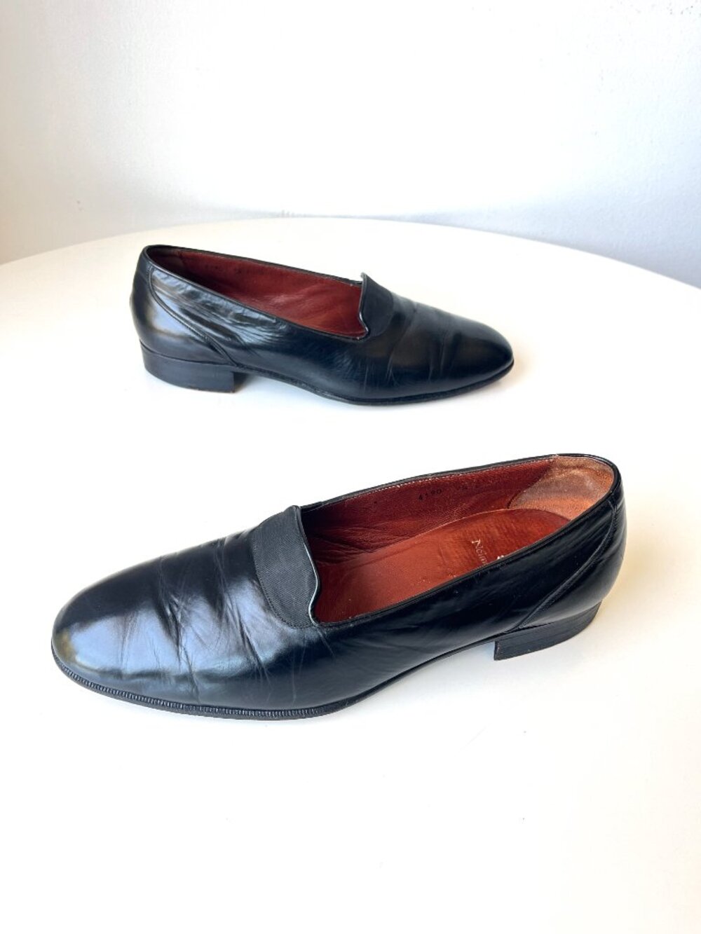 Vintage Men's Neiman Marcus Black Leather Slip On Loafers Dress Shoes Size 8.5